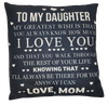 To My Daughter Pillow - Unique Pillows - Send A Hug To My Daughter Pillow - Unique Pillows - Send A Hug