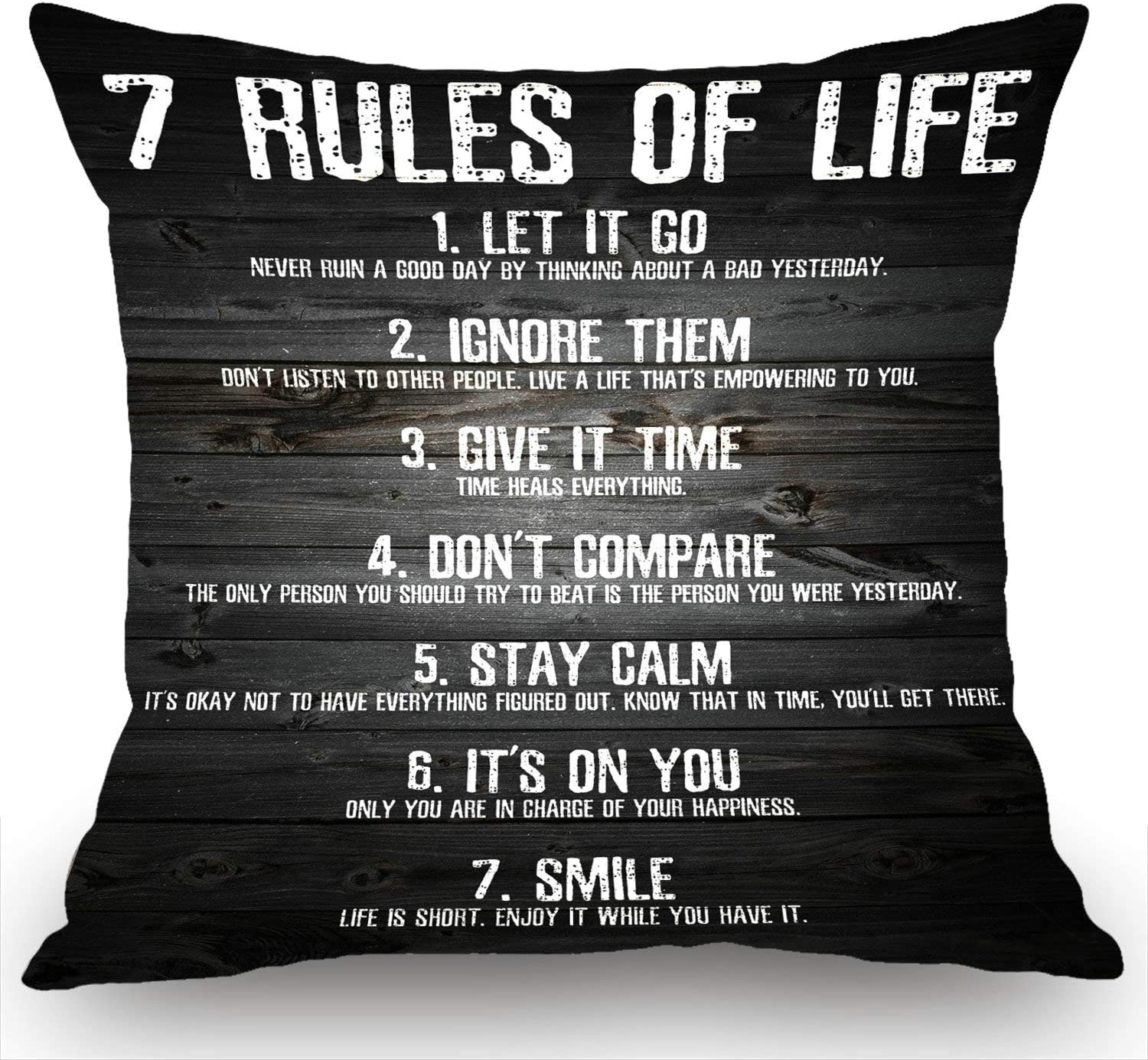 7 Rules Of Life Pillow - Unique Pillows Saying - Send A Hug