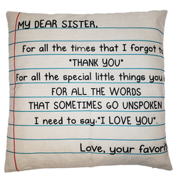 Dear Sister Pillow - Unique Pillows - Send A Hug